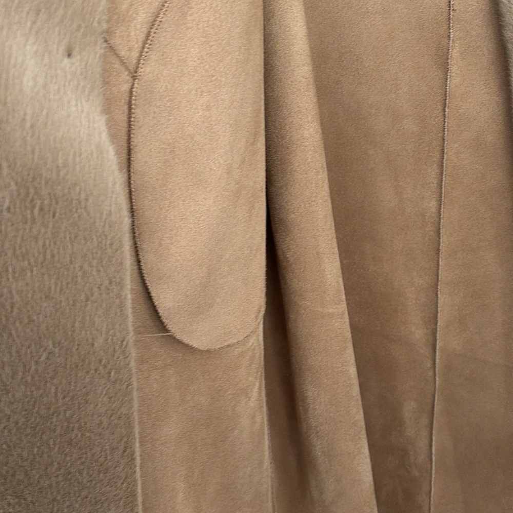 Zara Double-Breasted fur Tan Coat - Picture 3 of 4